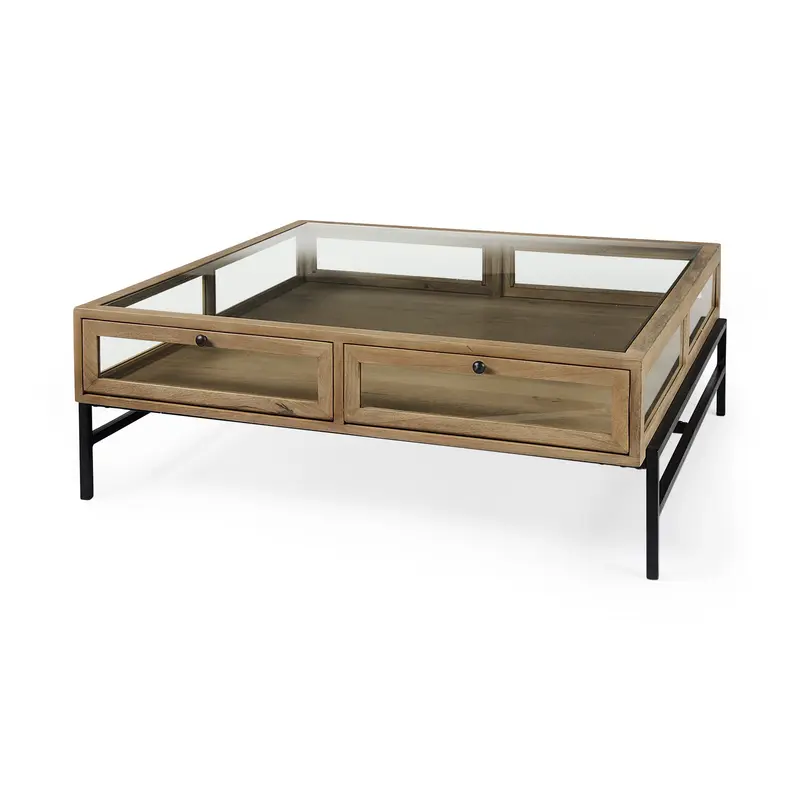 Rustic Natural Brown Shadowbox Coffee Table By Homeroots