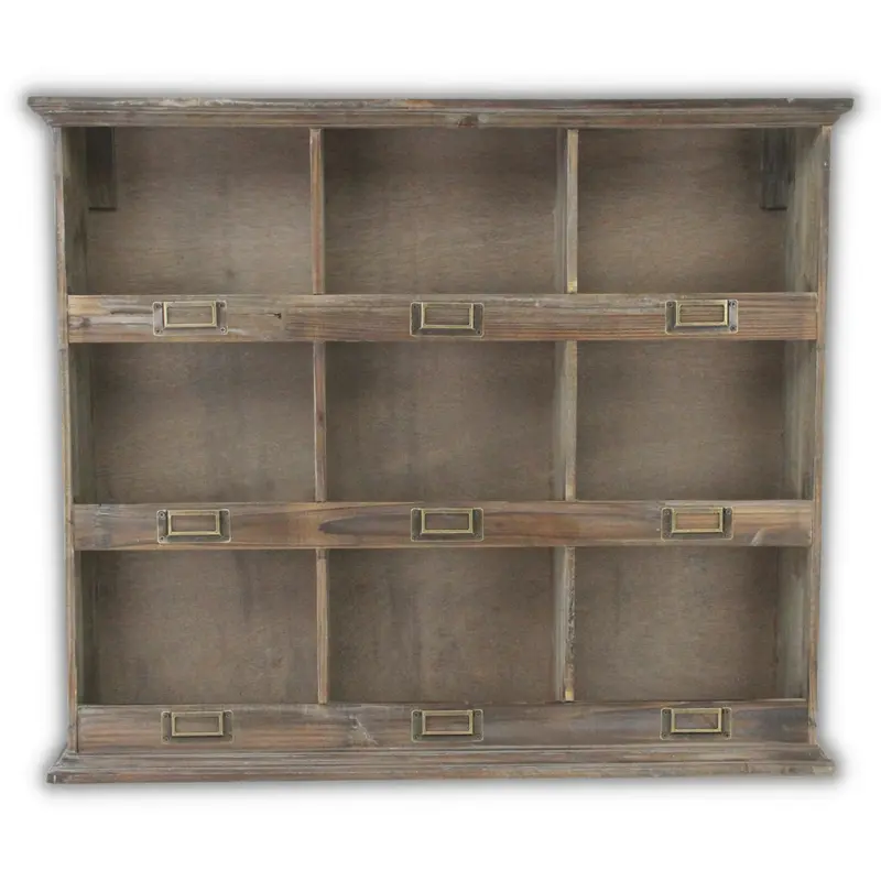 Rustic Nine Slot Wooden Open Wall Cabinet By Homeroots