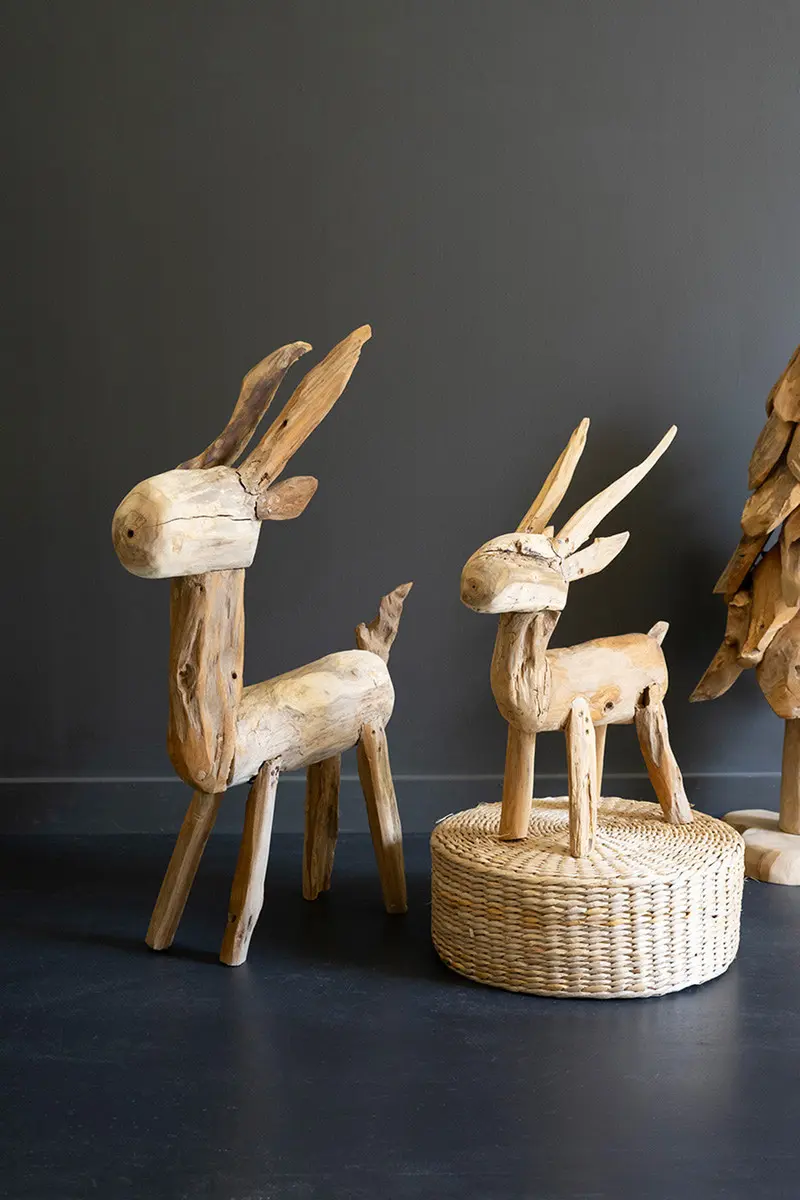 Rustic Teak Reindeer Set Of 2 By Kalalou