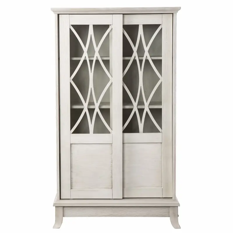 Rustic White Sliding Double Door Accent Cabinet By Homeroots