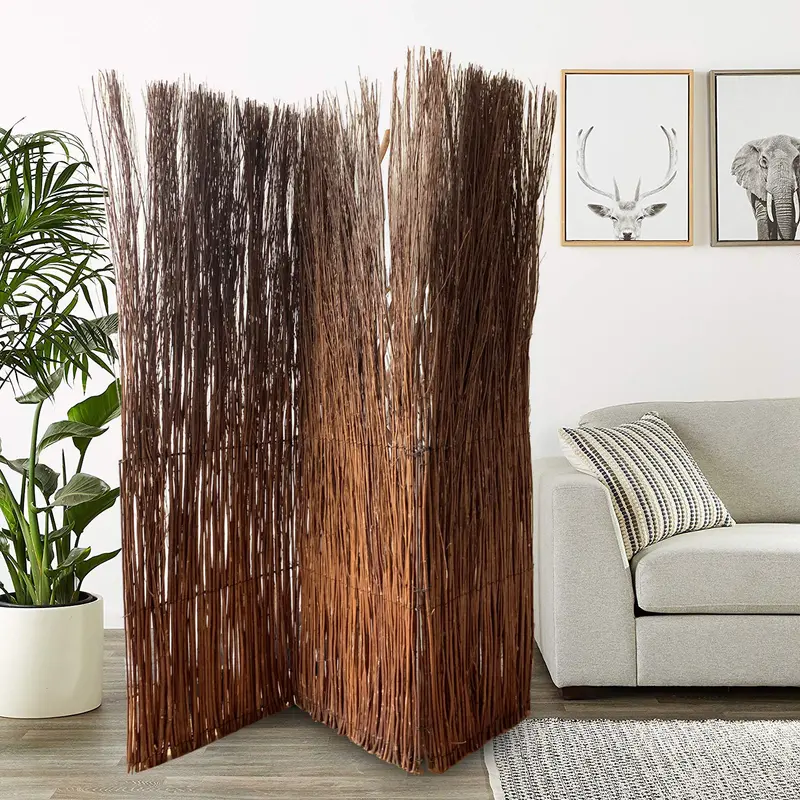 Rustic Willow Branch Three Panel Room Divider Screen By Homeroots
