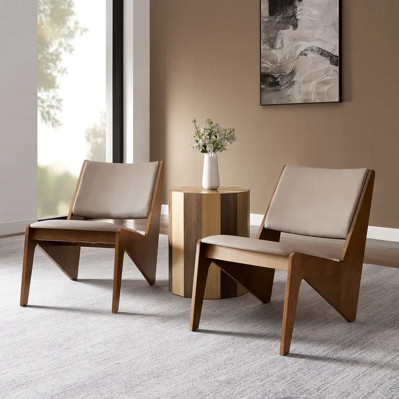 Rylina Vegan Leather Accent Chairs Set of 2 by Modway