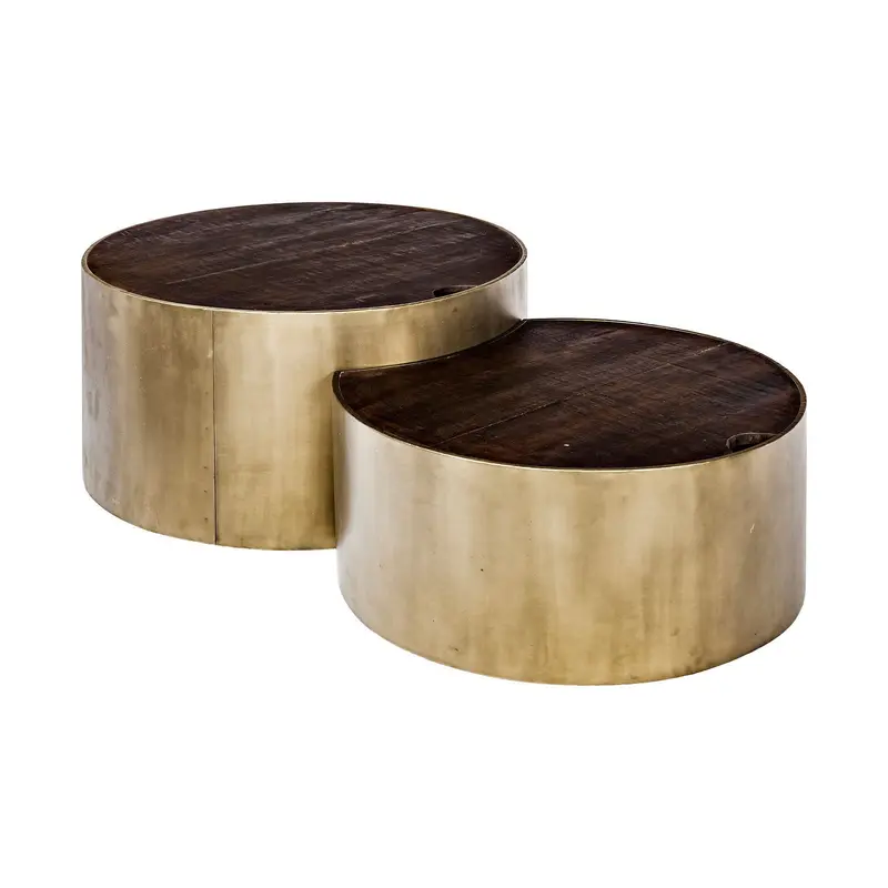 S2 39.5' & 31.25' Round Wood Nesting Coffee Tables By Homeroots