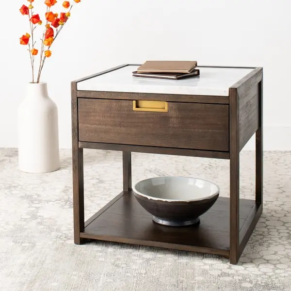Safavieh Adeline 1 Drawer Nightstand - Dark Chocolate