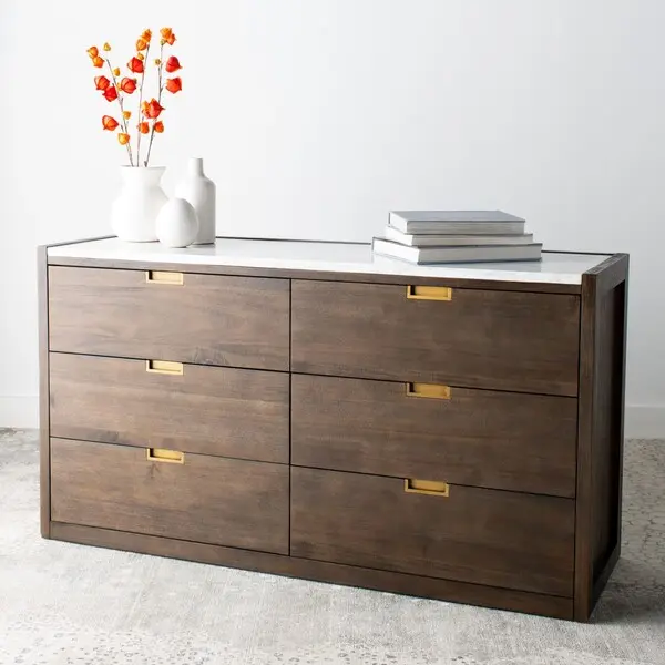 Safavieh Adeline 6 Drawer Dresser - Dark Chocolate