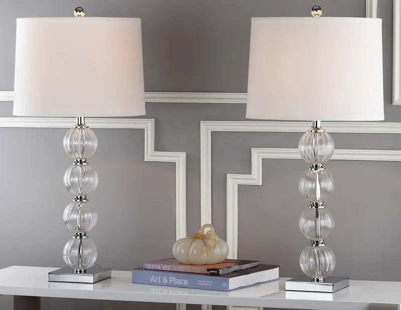 Safavieh Amanda 31-Inch H White Crystal Glass Globe Lamp Set Of 2 - White