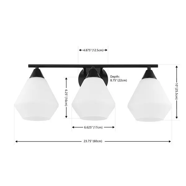 Safavieh Amani, 3 Light, 24 Inch, Black/White, Iron Wall Sconce - Black