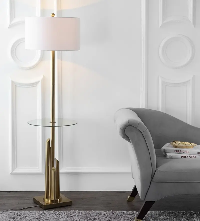 Safavieh Ambrosio 61-Inch H Floor Lamp Side Table - Brass