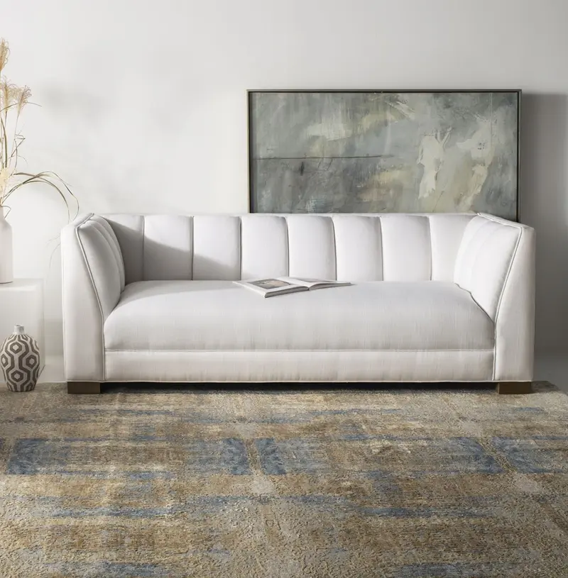 Safavieh Beverly Linen Blend Upholstered Fabric Sofa - White