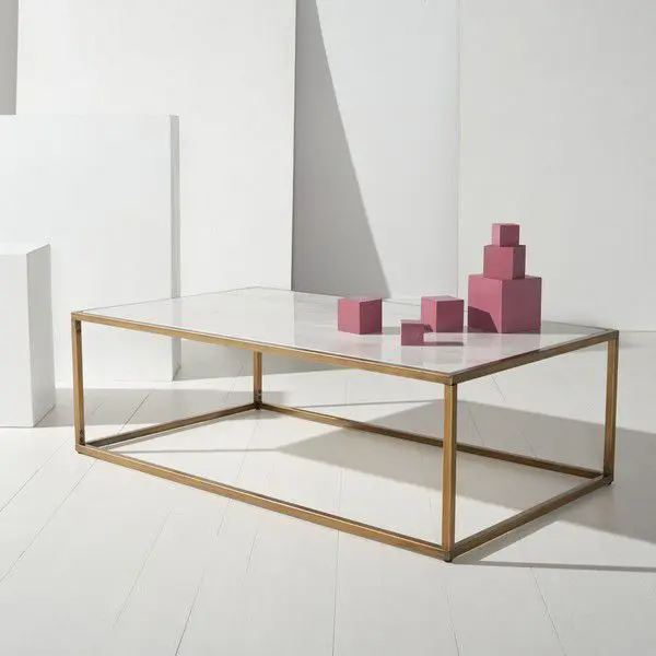 Safavieh Brynna Rect Marble Coffee Table - Bronze