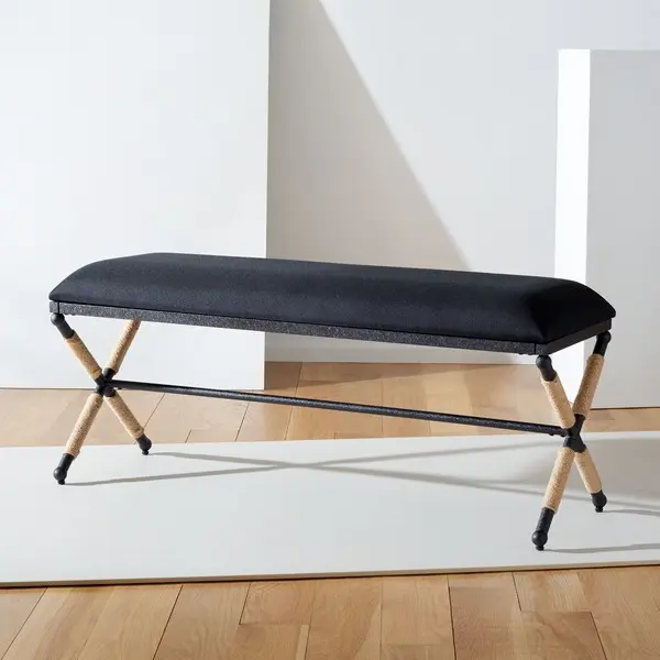 Safavieh Carmelo Hemp Wrapped Bench - Black