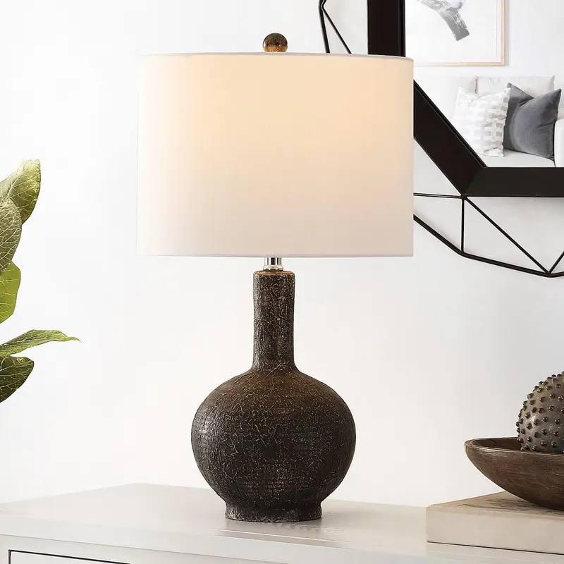 Safavieh Carser Resin Table Lamp - Dark Grey