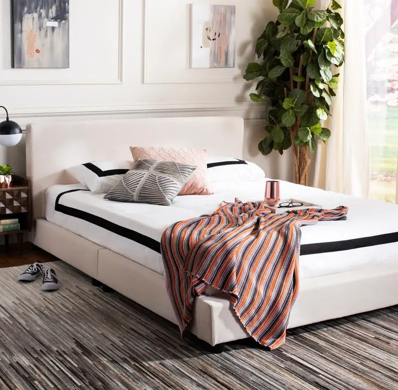 Safavieh Carter Bed Queen Size - Light Beige
