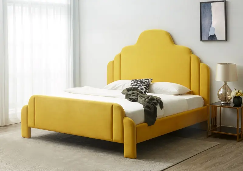 Safavieh Caspian Velvet Bed - Marigold