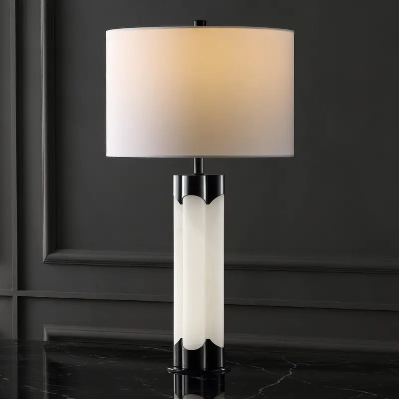Safavieh Chavez Alabaster Table Lamp - White and Black