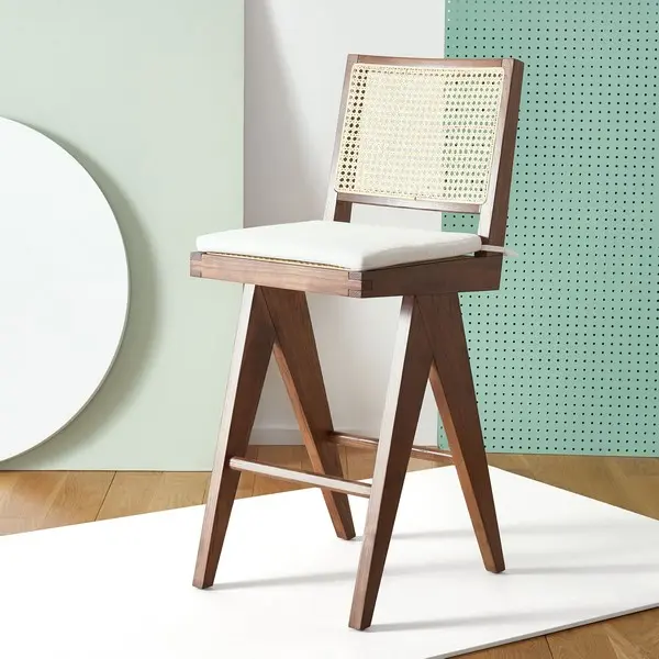 Safavieh Colette Rattan Barstool - Walnut