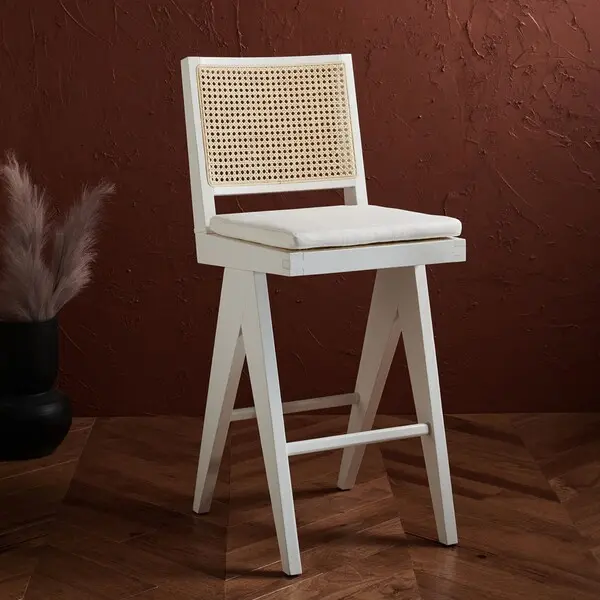 Safavieh Colette Rattan Barstool - White