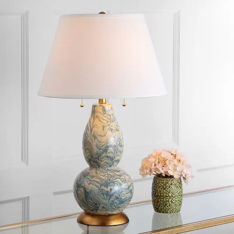 Safavieh Color Swirls 28-Inch H Glass Table Lamp - Light Blue