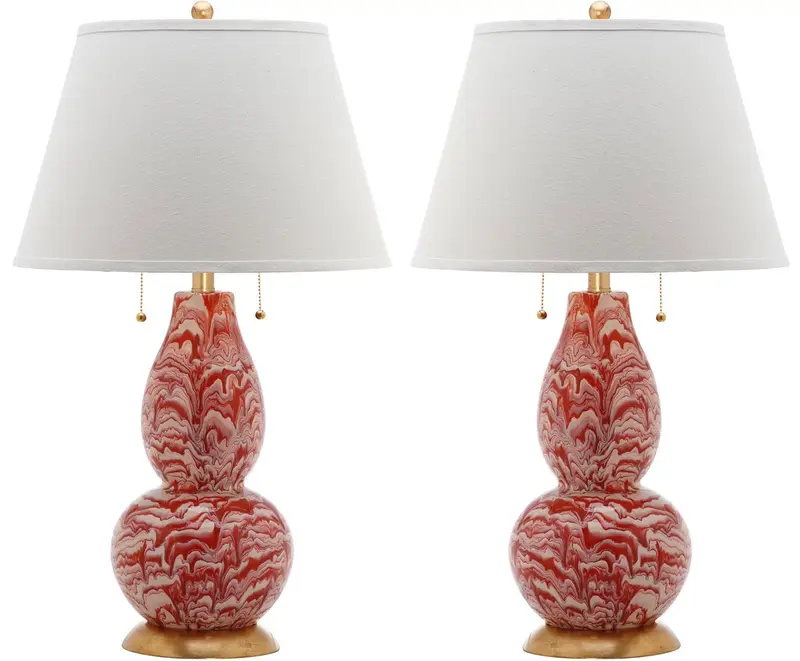 Safavieh Color Swirls 28-Inch H Glass Table Lamp Set Of 2 - Orange
