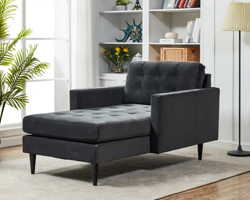 Safavieh Curtis Tufted Chaise - Dark Gray