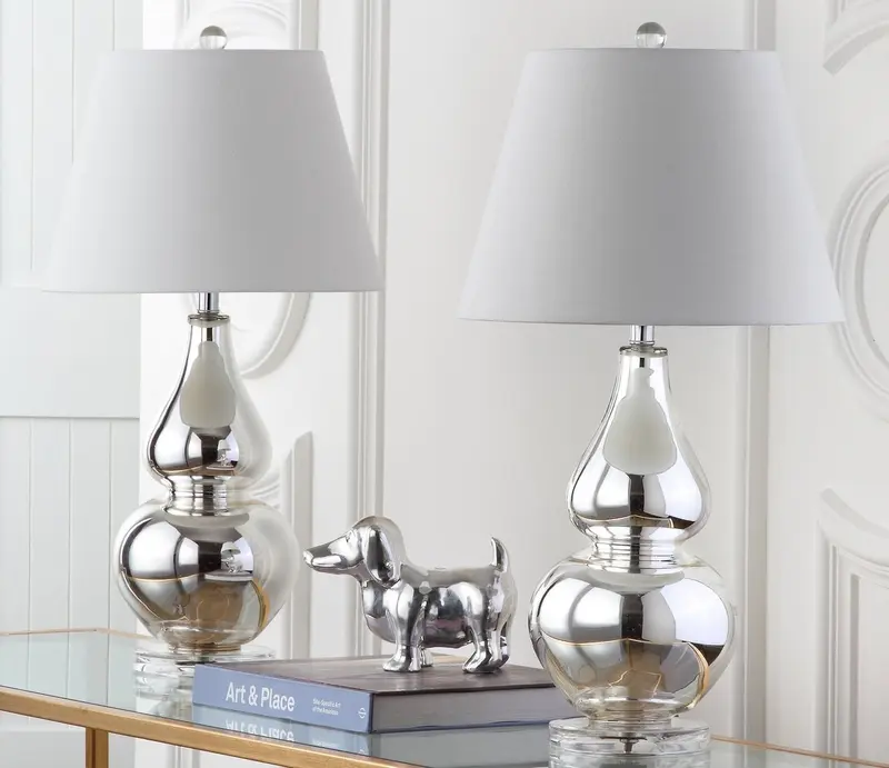 Safavieh Cybil 26-Inch H Double Gourd Lamp (Set Of 2) Set Of 2 - Silver