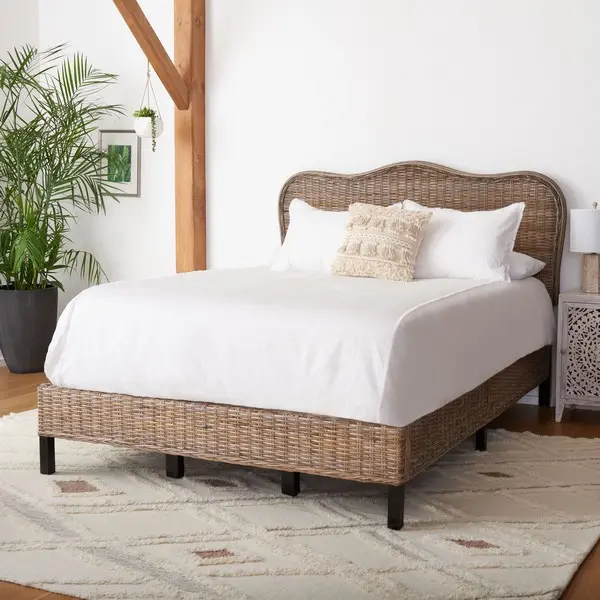 Safavieh Daejon Rattan Bed Full Size - Grey