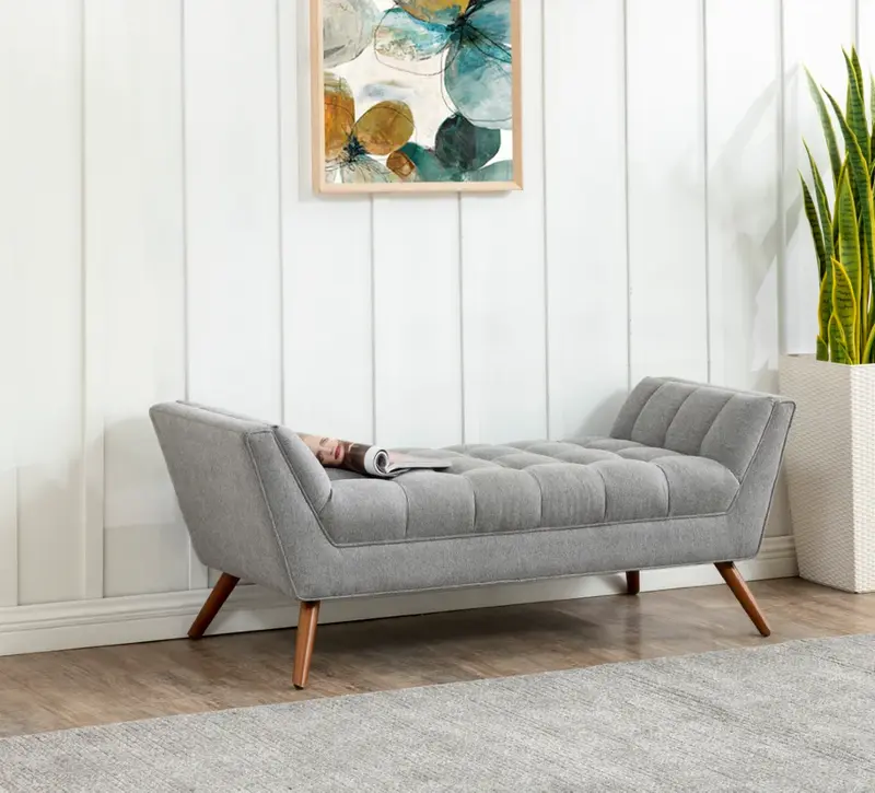 Safavieh Damian Tufted Bench - Light Gray