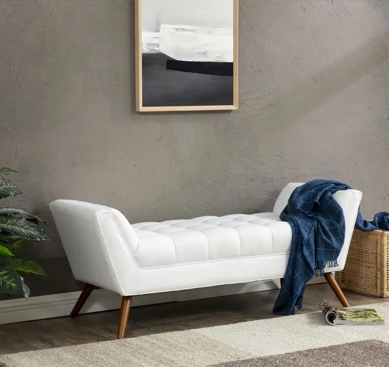 Safavieh Damian Tufted Bench - White