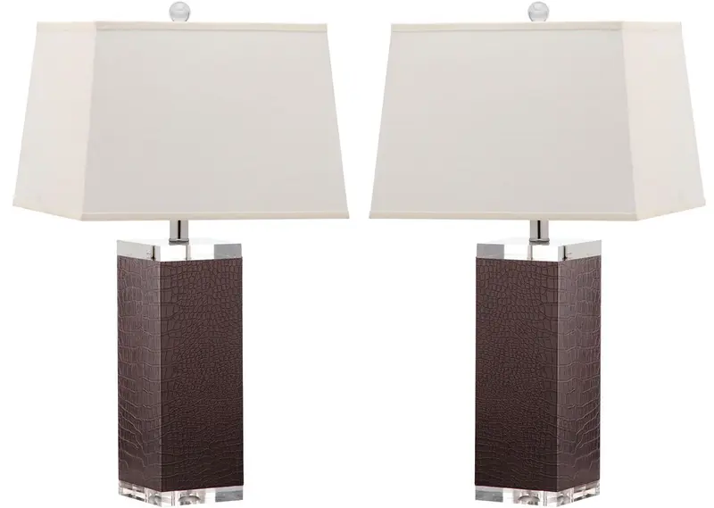 Safavieh Deco 27-Inch H Leather Table Lamp Set Of 2 - Brown