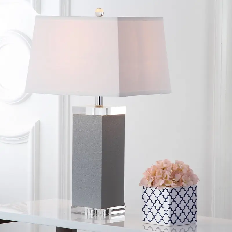Safavieh Deco 27-Inch H Leather Table Lamp Set Of 2 - Grey