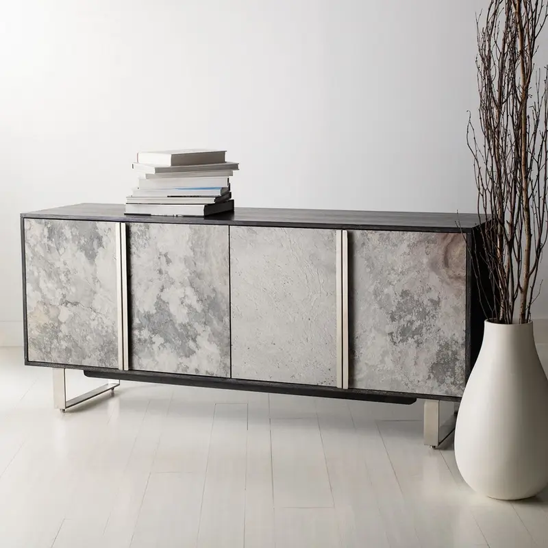 Safavieh Drake Slate 4 Door Sideboard - Black