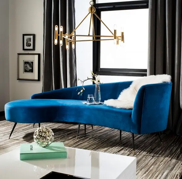 Safavieh Evangeline Parisian Velvet Sofa - Navy