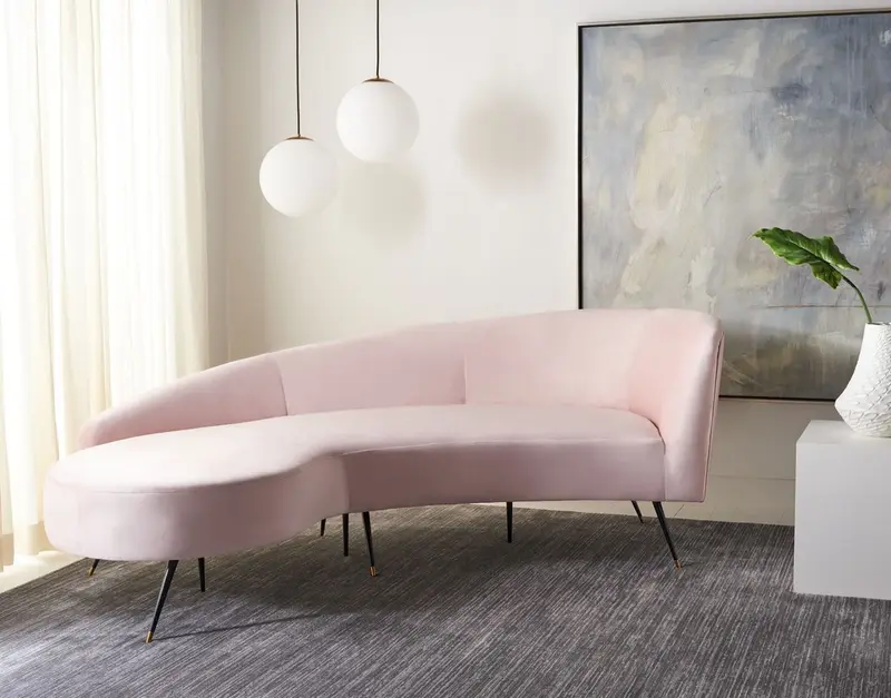 Safavieh Evangeline Parisian Velvet Sofa - Pale Pink