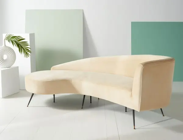 Safavieh Evangeline Parisian Velvet Sofa - Sand