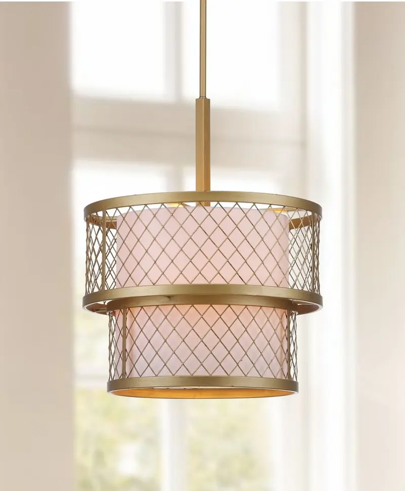 Safavieh Evie Antique 6 Light Gold 17-Inch Dia Mesh Adjustable Pendant - Antique Gold