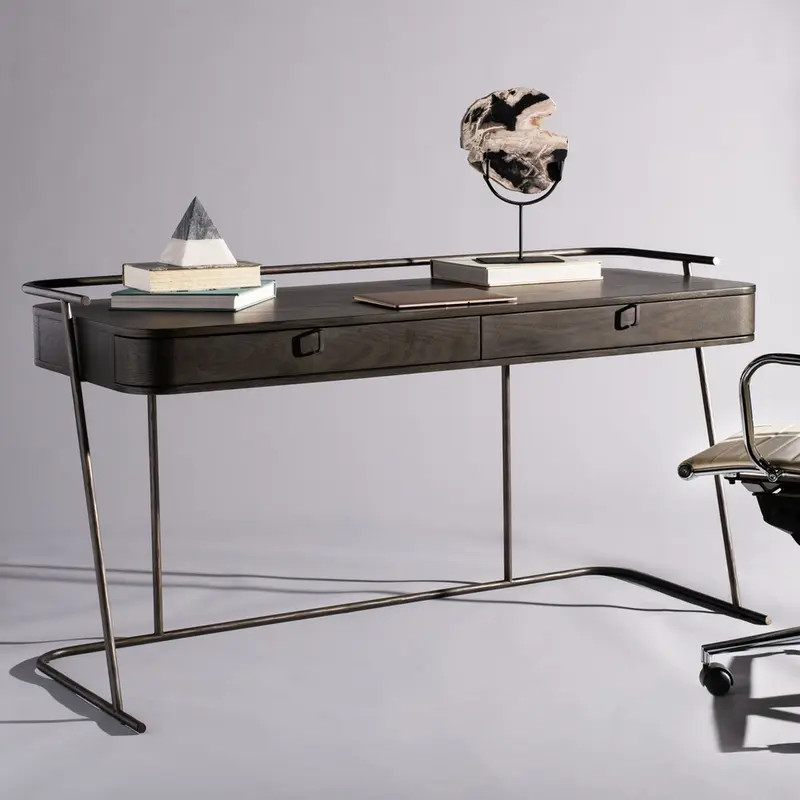 Safavieh Ferrell Modern Wood Desk - Dark Walnut