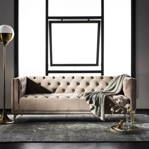 Safavieh Florentino Tufted Fabric Sofa - Pale Mauve
