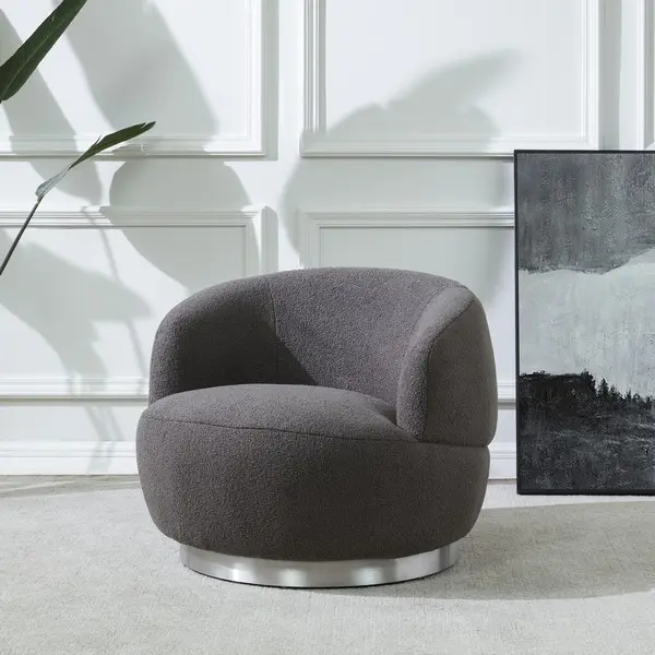 Safavieh Flynn Faux Lamb Wool Swivel Ch - Dark Gray