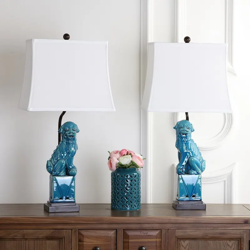 Safavieh Foo 28.5-Inch H Dog Table Lamp Set Of 2 - Blue
