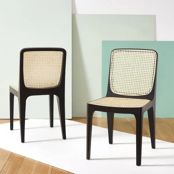 Safavieh Frank Rattan Dining Chair Set Of 2 - Black