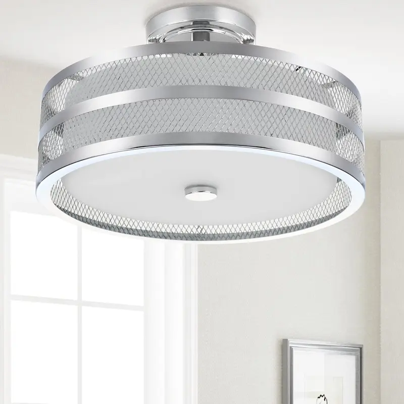 Safavieh Greta 3 Light Chrome 15.75-Inch Dia Veil Semi Flush - Chrome