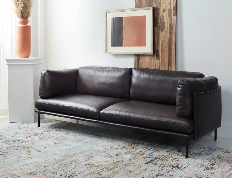 Safavieh Harriet Leather Sofa - Graphite