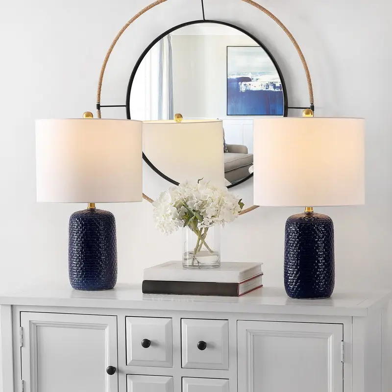 Safavieh Huxley Ceramic Table Lamp Set Of 2 - Navy Blue