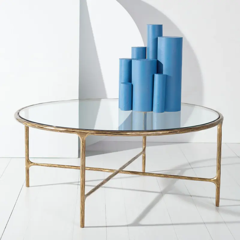 Safavieh Jessa Round Metal Coffee Table - Brass