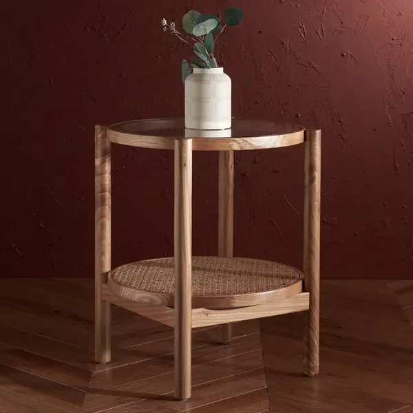 Safavieh Karyna Rattan & Glass Ac Table - Clear