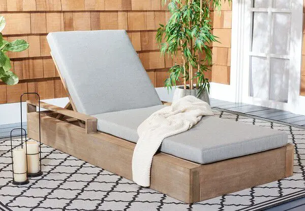Safavieh Lanai Wood Chaise Lounge Chair - Dark Brown