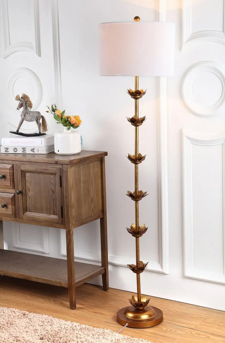 Safavieh Landen Leaf 63.5-Inch H Floor Lamp - Antique Gold
