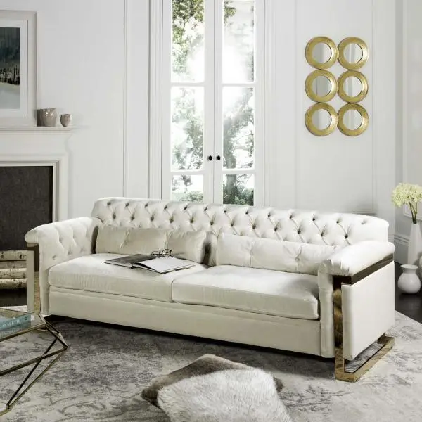 Safavieh Lethbridge Velvet Sofa - White