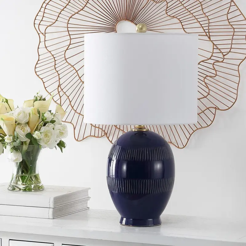 Safavieh Liney Table Lamp - Blue Crackle