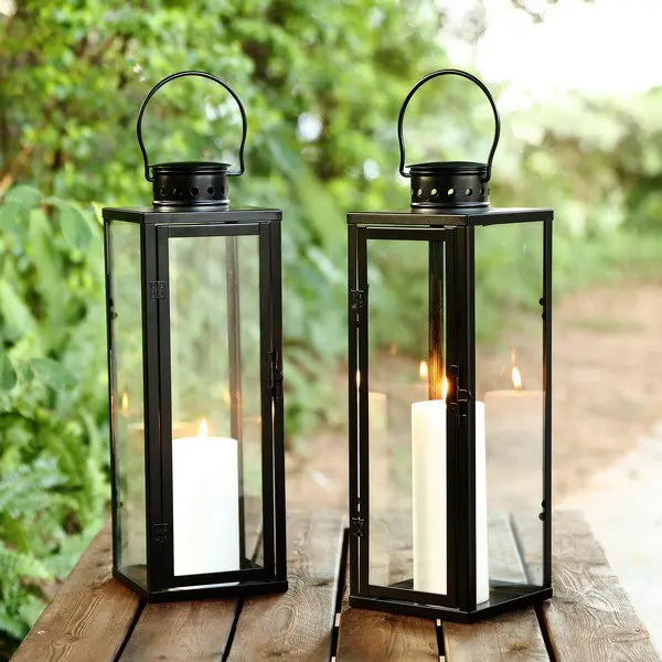 Safavieh Lorient Outdoor Lantern Set Of 2 - Black